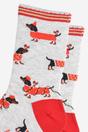 Grey Sausage Dog Christmas Robins Bamboo Socks, Image 3 of 5