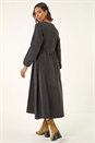 Black Denim Button Down Midi Dress, Image 3 of 5