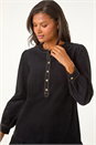 Black Corduroy Button Detail A-Line Dress, Image 4 of 5