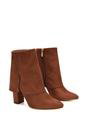 Brown XY LONDON Brown 'Ayla' Fold Over Ankle Boots Layered Point Toe Block Heel Booties, Image 5 of 6