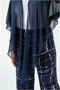 Navy  Curve Chiffon Drape Cover Up, Image 4 of 5