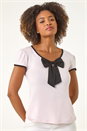 Light Pink Bow Front Stretch Top, Image 4 of 5