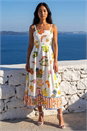 Ivory Petite Fruit Print Strappy Midi Dress, Image 1 of 4