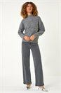 Charcoal Sequin Detail High Neck Jumper, Image 4 of 7