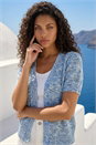 Blue Petite Space Dye Knit Cardigan, Image 2 of 4