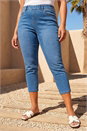 Denim Curve Elastic Waist Cropped Denim Jeggings, Image 2 of 4