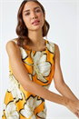 Yellow Floral Border Print Shift Dress, Image 4 of 5