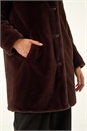 Chocolate Petite Longline Faux Fur Coat, Image 5 of 5