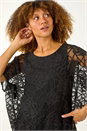 Black Rose Print Burnout Mesh Top, Image 1 of 5