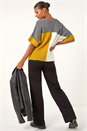 Ochre Colour Block Knitted Jumper, Image 3 of 5