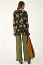 Yellow Floral Print Stretch Tunic Top, Image 3 of 5