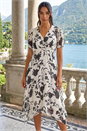 White Floral Print Hanky Hem Midi Dress, Image 2 of 4