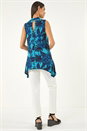 Turquoise Floral Keyhole Hanky Hem Top, Image 3 of 5