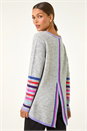Light Grey Contrast Stripe Detail Knit Jumper, Image 2 of 5