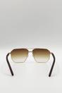 Brown SVNX Brown Retro Square Navigator Sunglasses in Brown, Image 5 of 5