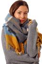 Mustard Striped Tartan Winter Blanket Scarf, Image 1 of 3