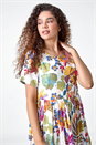 Multi  Floral Print Cotton Midi Dress, Image 4 of 5