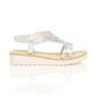 Silver AJVANI Silver Flatform Diamante T-Bar Slingback Sandals, Image 2 of 6
