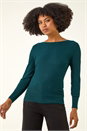 Emerald Ribbed Textured Jumper , Image 4 of 5