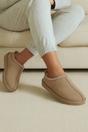 Beige Faux Fur Lined Comfy Aztec Embroidered Ultra Mini Booties Slippers, Image 1 of 6