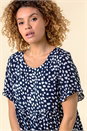 Navy  Abstract Spot Print Smock Dress, Image 3 of 4