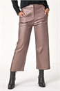 Bronze Metallic Coated Wide Leg Cropped Trouser, Image 4 of 5