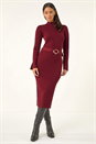 Wine Dusk Knitted Buckle Midi Dress, Image 2 of 5