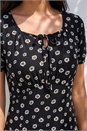 Black Petite Ditsy Floral Tie Detail Dress, Image 4 of 4