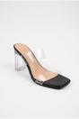 Black iKrush Black Ines Square Toe Perspex Block Mules, Image 2 of 5