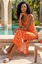 Orange Lemon Print Midi Dress, Image 2 of 4