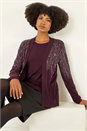 Burgundy Embellished Hotfix Layered Knit, Image 1 of 5