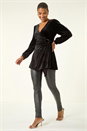 Black Velvet Pleated Wrap Top, Image 1 of 5