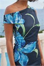 Navy  Dusk Floral Asymmetric Midi Dress, Image 4 of 4