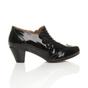 Black Mid Cuban Heel Brogue Button Ankle Boots, Image 2 of 6