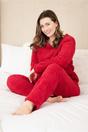 Burgundy Supersoft Textured Woven Pattern Fleece Pyjamas, Image 5 of 5