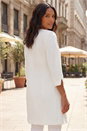 Ivory  3/4 Sleeve Textured Longline Jacket, Image 3 of 4
