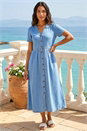 Denim Button Down Midi Dress, Image 1 of 4