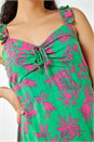 Green Floral Print Midi Sundress, Image 1 of 5