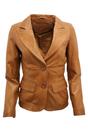 Tan Womens 2 Button Leather Blazer Jacket, Image 1 of 4