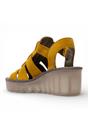 Yellow Womens Leather Wedge Sandals BAIC621FLY, Image 4 of 5
