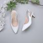 White AJVANI White Mid Heel Slingback Pointed Toe Court Shoes, Image 4 of 6