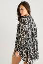 Black Mono Aztec Print Stripe Lurex Beach Shirt, Image 2 of 4