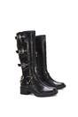 Black 'Cobra' Harness Square toe Knee High Biker Boots, Image 5 of 7