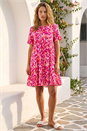 PINK Abstract Print Tiered Smock Dress, Image 2 of 4