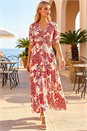 Red Dusk Boho Floral Print V-Neck Maxi Dress, Image 1 of 4