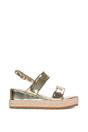 Gold XY LONDON Gold 'Ally' Low Heel Platform Wedge Espadrill  Slingback Sandals, Image 1 of 5