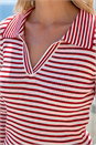 Red Stripe Collar Knit Top, Image 4 of 4