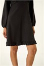 Black Textured Spot Keyhole Dress, Image 5 of 5