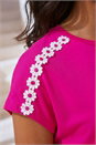 Pink Daisy Shoulder Trim T-Shirt, Image 4 of 4