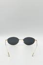 Black Metal Oval Cat Eye Sunglasses In Black, Image 5 of 5